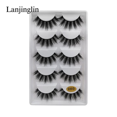 LANJINGLIN 1/3/5 pairs 3D mink hair false eyelashes natural long eye lashes wispy makeup eyelash extension sexy fake lash cilios