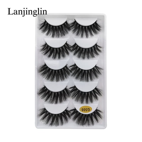 LANJINGLIN 1/3/5 pairs 3D mink hair false eyelashes natural long eye lashes wispy makeup eyelash extension sexy fake lash cilios