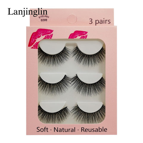 LANJINGLIN 1/3/5 pairs 3D mink hair false eyelashes natural long eye lashes wispy makeup eyelash extension sexy fake lash cilios