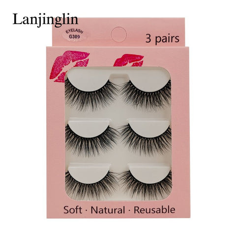 LANJINGLIN 1/3/5 pairs 3D mink hair false eyelashes natural long eye lashes wispy makeup eyelash extension sexy fake lash cilios