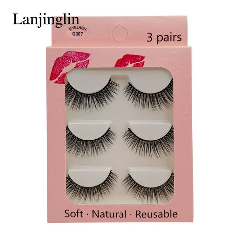 LANJINGLIN 1/3/5 pairs 3D mink hair false eyelashes natural long eye lashes wispy makeup eyelash extension sexy fake lash cilios