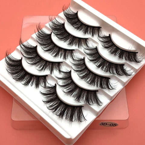 5Pairs 3D Mink Hair False Eyelashes Natural/Thick Long Eye Lashes Wispy Makeup Beauty Extension Tools