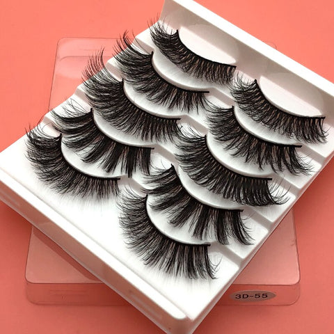 5Pairs 3D Mink Hair False Eyelashes Natural/Thick Long Eye Lashes Wispy Makeup Beauty Extension Tools