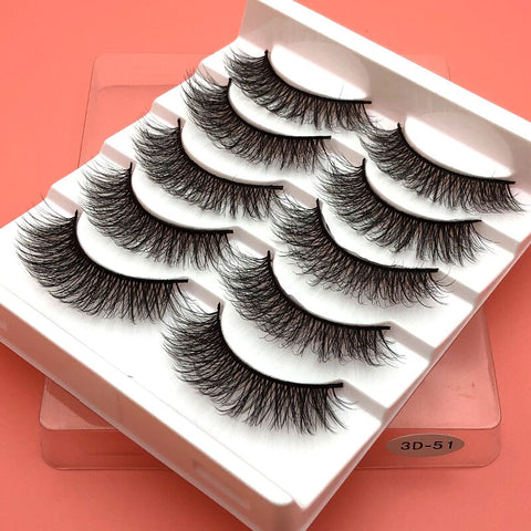 5Pairs 3D Mink Hair False Eyelashes Natural/Thick Long Eye Lashes Wispy Makeup Beauty Extension Tools