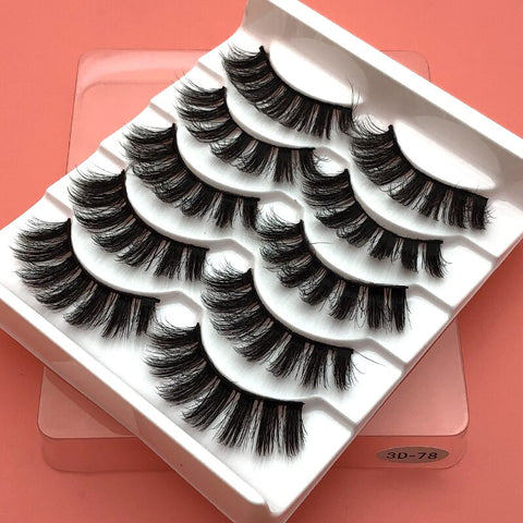 5Pairs 3D Mink Hair False Eyelashes Natural/Thick Long Eye Lashes Wispy Makeup Beauty Extension Tools