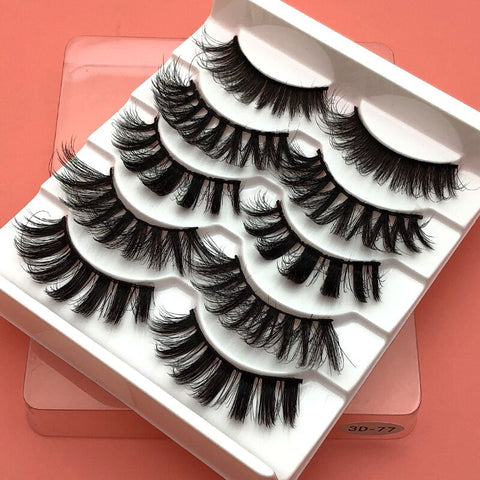 5Pairs 3D Mink Hair False Eyelashes Natural/Thick Long Eye Lashes Wispy Makeup Beauty Extension Tools