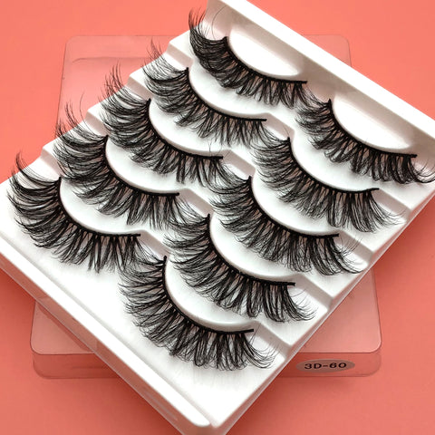 5Pairs 3D Mink Hair False Eyelashes Natural/Thick Long Eye Lashes Wispy Makeup Beauty Extension Tools