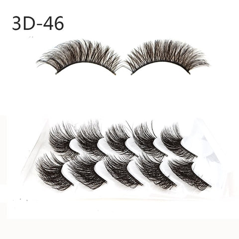 5 Pairs Handmade Eyelashes 3D Soft Mink Hair False Lashes Natural Long Wispy Makeup Fake Eye Lashes Extension Tools Supplies