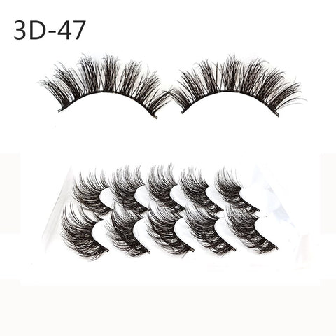 5 Pairs Handmade Eyelashes 3D Soft Mink Hair False Lashes Natural Long Wispy Makeup Fake Eye Lashes Extension Tools Supplies