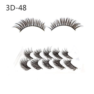 5 Pairs Handmade Eyelashes 3D Soft Mink Hair False Lashes Natural Long Wispy Makeup Fake Eye Lashes Extension Tools Supplies