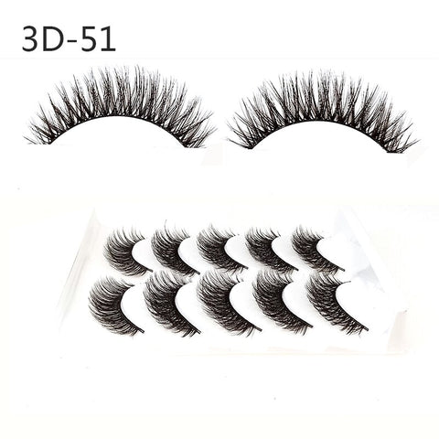 5 Pairs Handmade Eyelashes 3D Soft Mink Hair False Lashes Natural Long Wispy Makeup Fake Eye Lashes Extension Tools Supplies