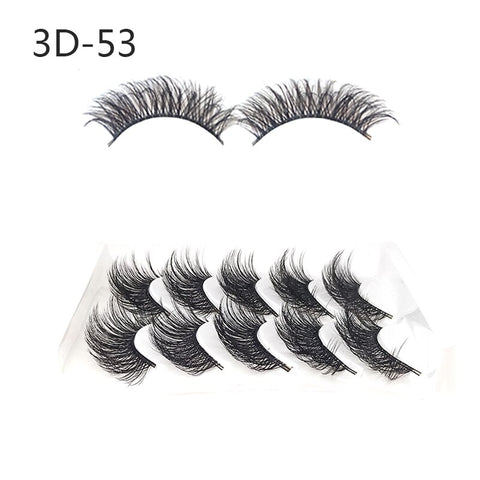 5 Pairs Handmade Eyelashes 3D Soft Mink Hair False Lashes Natural Long Wispy Makeup Fake Eye Lashes Extension Tools Supplies