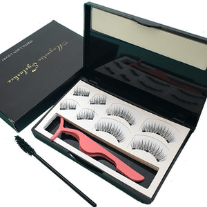 8 Pieces 3d Magnetic False Eyelashes Natural Wispy Faux Mink Strip Eye Lashes With 3 Magnet And Tweezer Fake Eyelash Set