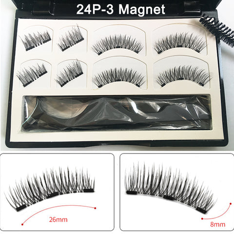 8 Pieces 3d Magnetic False Eyelashes Natural Wispy Faux Mink Strip Eye Lashes With 3 Magnet And Tweezer Fake Eyelash Set