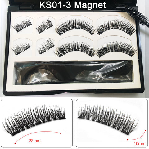 8 Pieces 3d Magnetic False Eyelashes Natural Wispy Faux Mink Strip Eye Lashes With 3 Magnet And Tweezer Fake Eyelash Set