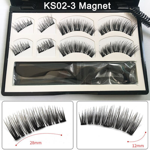 8 Pieces 3d Magnetic False Eyelashes Natural Wispy Faux Mink Strip Eye Lashes With 3 Magnet And Tweezer Fake Eyelash Set